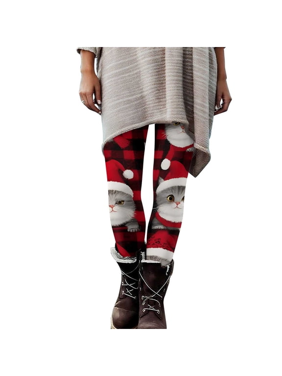 Ugly Christmas Leggings for Women Santa Snowman Print Xmas Holiday Leggings High Waisted Soft Comfy Stretchy Tight Pants