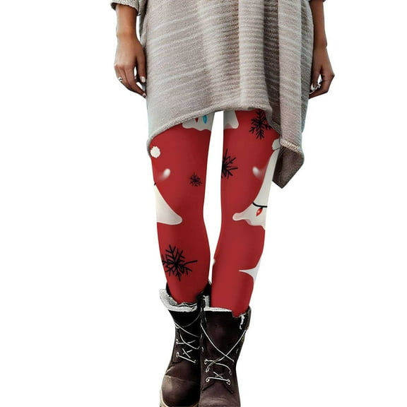 purcolt Ugly Christmas Leggings for Women Santa Snowman Print Xmas Holiday Leggings High Waisted Soft Comfy Stretchy Tight Pants