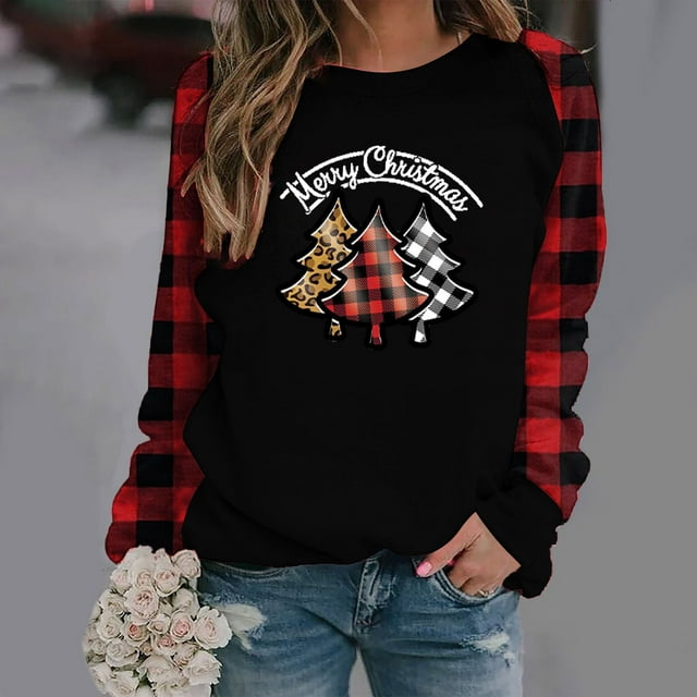 purcolt Ugly Christmas Sweater for Women,Womens Red Plaid Merry ...