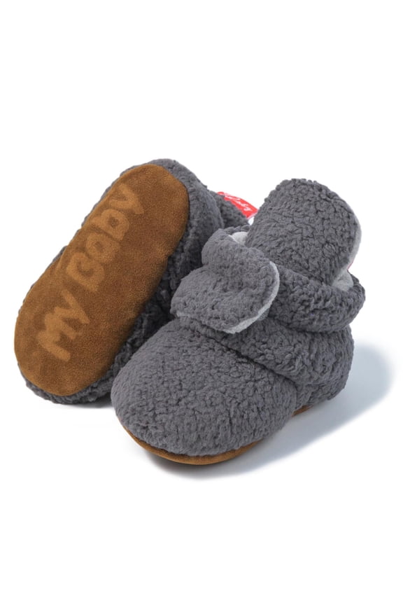 Unisex Baby Fleece Booties, Newborn Infant Warm Cozy Slippers, Stay On Sock Shoes, Soft Non-Slip Adjustable Boots for Boys and Girls, Unisex Baby Gifts