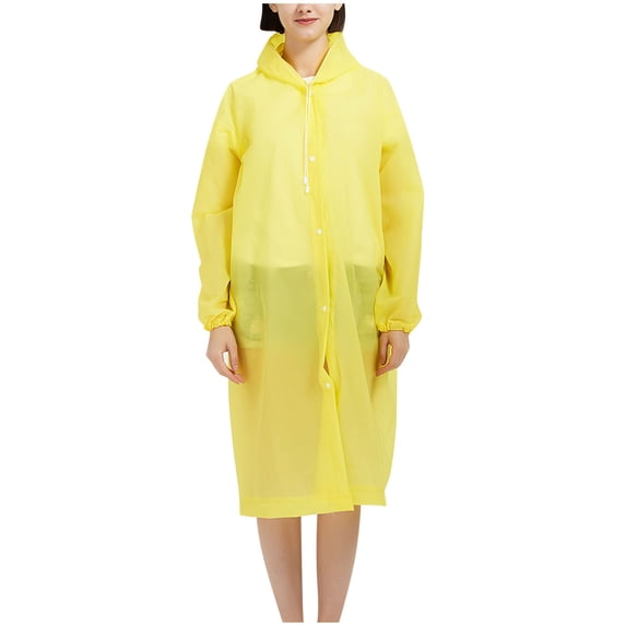 purcolt Unisex Eva Raincoat Knee Length Thickened Drawstring Waterproof Rain Coat Clear Transparent Camping Waterproof Rainwear Jackets
