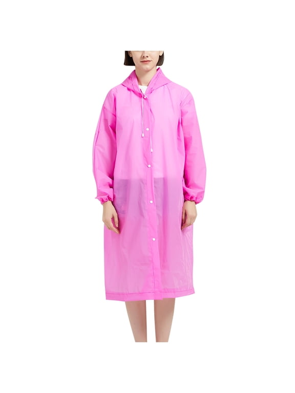 Unisex Eva Raincoat Knee Length Thickened Drawstring Waterproof Rain Coat Clear Transparent Camping Waterproof Rainwear Jackets