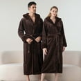 thumbnail image 1 of purcolt Unisex Long Hooded Plush Robe, Soft Thick Warm Fleece Bathrobe House Coat with Pockets for Women and Men, 1 of 6