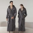 thumbnail image 1 of purcolt Unisex Long Hooded Plush Robe, Soft Thick Warm Fleece Bathrobe House Coat with Pockets for Women and Men, 1 of 6
