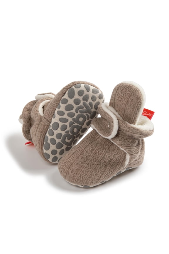 Unisex Newborn Baby Cotton Booties Winter Warm Fleece Cozy Non-Slip Crib Socks Shoes First Walkers Stay On House Slippers Gripper for Toddler Infant Boys Girls