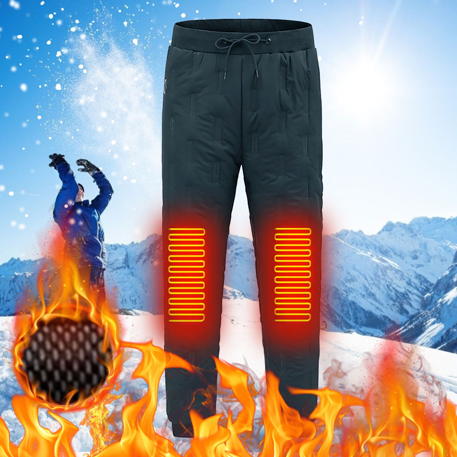 purcolt Unisex Plus Size Winter Electric Heated Pants, Smart Thermostatic  Knee Pads Puffer Pants Fleece Lined Snow Pants Elastic Waist Thickening  Down