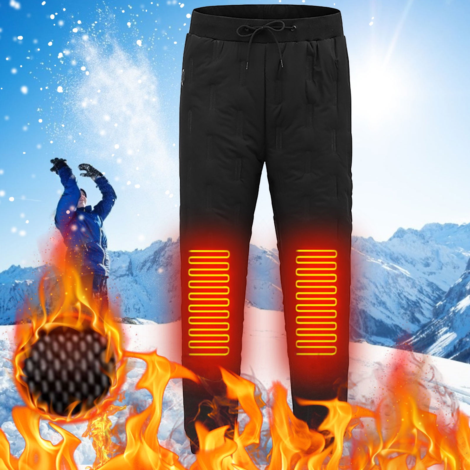 Ski Pants With Knee Pads Purcolt Unisex Plus Size Winter Electric