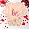 thumbnail image 1 of Purcolt Valentine's Day Women's Letter T-Shirt Casual Round Neck Loose Fit Comfy Short Sleeve Love Graphic Print Tees Tops, 1 of 5