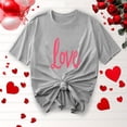 thumbnail image 1 of Purcolt Valentine's Day Women's Letter T-Shirt Casual Round Neck Loose Fit Comfy Short Sleeve Love Graphic Print Tees Tops, 1 of 5