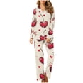 thumbnail image 1 of purcolt Valentines Day Pajamas for Women Set Long Sleeve Button Down Sleepwear Soft Pjs Sets 2 Piece Lounge Sets with Pocket, 1 of 6