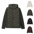 thumbnail image 1 of purcolt Winter Jackets for Women Full Zip Long Sleeve Drawstring Puffer Quilted Jackets Casual Lightweight Thermal Warm Winter Hiking Hooded Jackets with Pockets, 1 of 3