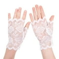 thumbnail image 1 of purcolt Women 1920s Short Lace Gloves Fingerless Bridal Wrist Wedding Tea Party Gloves for Opera Evening Prom Cosplay Accessories for Halloween, 1 of 3