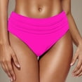 thumbnail image 1 of purcolt Women Mid Rise Bikini Bottoms Full Coverage Swimsuit Ruched Swim Bottom, 1 of 6
