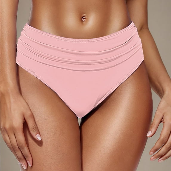 purcolt Women Mid Rise Bikini Bottoms Full Coverage Swimsuit Ruched Swim Bottom