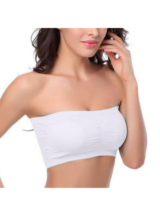 Cavotor Strapless Bra Padded Bandeau Bra Stay Up Non-Slip Silicone