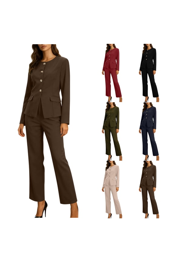 Womens Suits 2 Piece Set Dressy Casual Business Single Breasted Blazer and Dress Pants Professional Work Office Formal Outfit