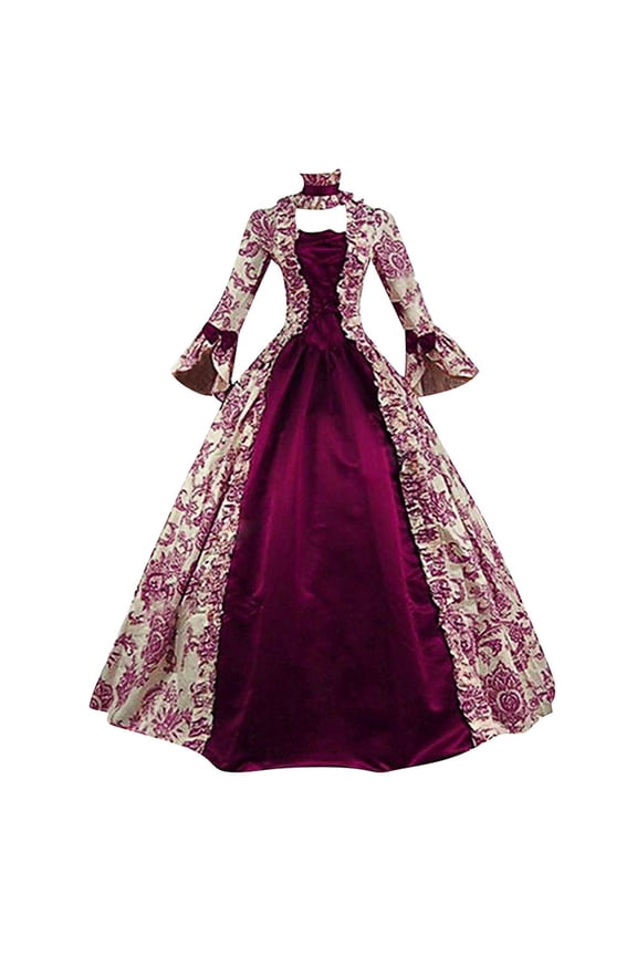 Women's 18th Gothic Victorian Halloween Rococo Dress Party Ball Gown Medieval Evening Dress with Court Collar