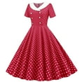 thumbnail image 1 of purcolt Women's 1950s Vintage Retro Dresses Polka Dot Short Sleeve Button Midi Dresses Formal Wedding Party Cocktail Dress, 1 of 6