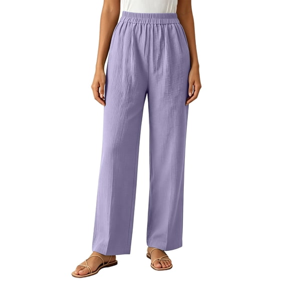 purcolt Women's Athletic Pants Elastic High Waist Straight Wide Leg Pants Casual Lightweight Soft Loose Summer Trousers with Pockets