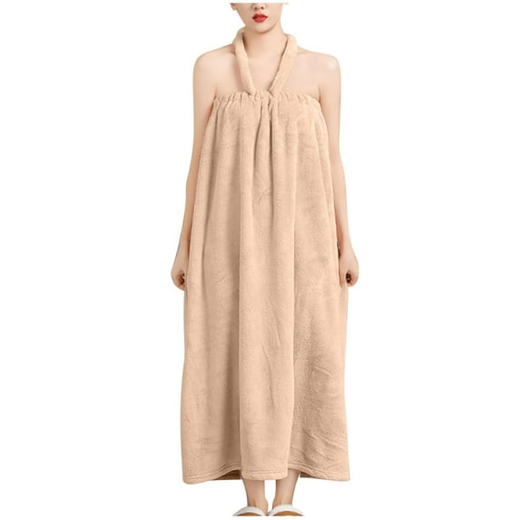 purcolt Women's Bath Wrap Towels with Strap, Coral Fleece Absorbent Spa Shower Wrap Wearable Bathrobe Beach Gym Towel Robe Body Cover Up Dressing Gown