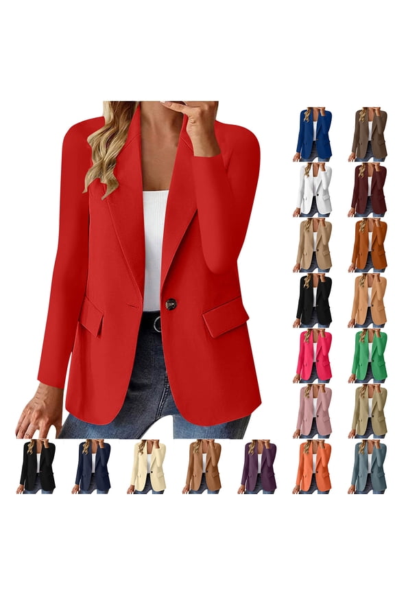 Women's Casual Lightweight Blazers Business Casual Long Sleeve Open Front Lapel Work Office Suit Jackets with Pockets