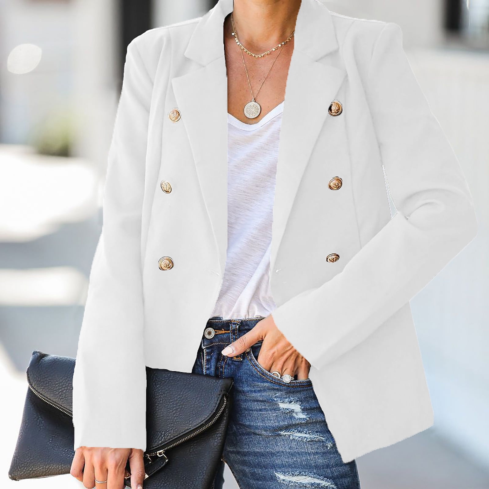 purcolt Women's Solid Casual Slim Formal Business Blazer One Button Open  Front Long Sleeve Lapel Work Office Blazer Jackets Fashion Long Cardigan