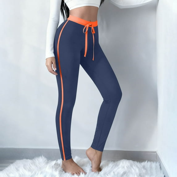 Purcolt Women's Color Block Tight Sweatpants, Comfortable High Elastic Drawstring Waisted Athletic Casual Lounge Yoga Pants