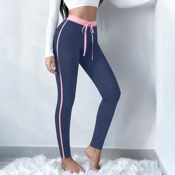 Purcolt Women's Color Block Tight Sweatpants, Comfortable High Elastic Drawstring Waisted Athletic Casual Lounge Yoga Pants