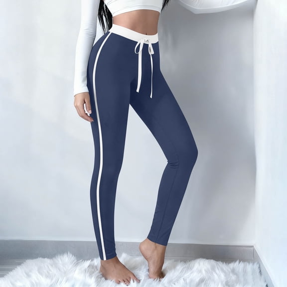 Purcolt Women's Color Block Tight Sweatpants, Comfortable High Elastic Drawstring Waisted Athletic Casual Lounge Yoga Pants