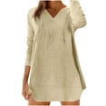 thumbnail image 1 of purcolt Women's Cotton Linen Hoodie Shirts V Neck Long Sleeve Lightweight Hooded Sweatshirts Drawstring Pullover Tops with Pocket, 1 of 5
