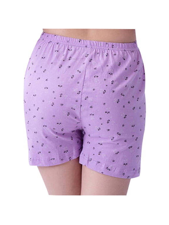 Women's Cotton Underwear Boxer Briefs Loose Soft Panties High Wasit Briefs For Middle Elderly Ladies
