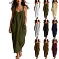 thumbnail image 1 of purcolt Women's Cotton and Linen Dresses Sleeveless Square Neck Maxi Dress Casual Flowy Beach Vacation Boho Sundresses with Pockets, 1 of 7
