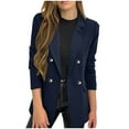 thumbnail image 1 of purcolt Women's Double Breasted Blazers Business Casual Open Front Lapel Collar Long Sleeve Work Office Suit Jacket, 1 of 6