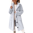 thumbnail image 1 of purcolt Women's Faux Fur Long Hooded Plush Coats Button Down Open Front Long Sleeve Stand Collar Cardigan Winter Warm Outerwear Jackets With Pockets, 1 of 9