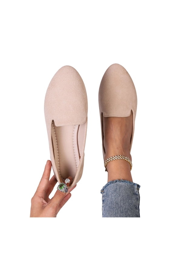 Women's Faux Suede Flats Pointed Toe Ballet Flats Breathable Dressy Casual Boat Shoes