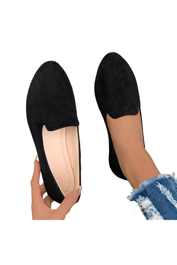 Women's Faux Suede Flats Pointed Toe Ballet Flats Breathable Dressy Casual Boat Shoes