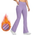 thumbnail image 1 of purcolt Women's Fleece Lined Flare Leggings High Waisted Thermal Warm Winter Pants Hiking Yoga Yoga Pants with Pockets, 1 of 9