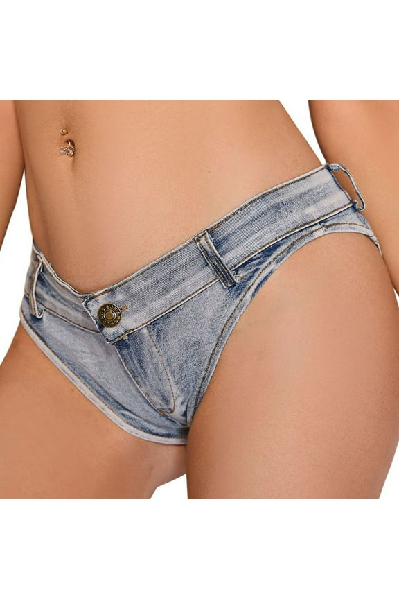 Women's High Cut Jeans Shorts Low Rise Mini Denim Shorts Hot Pants Cheeky Booty Shorts Clubwear