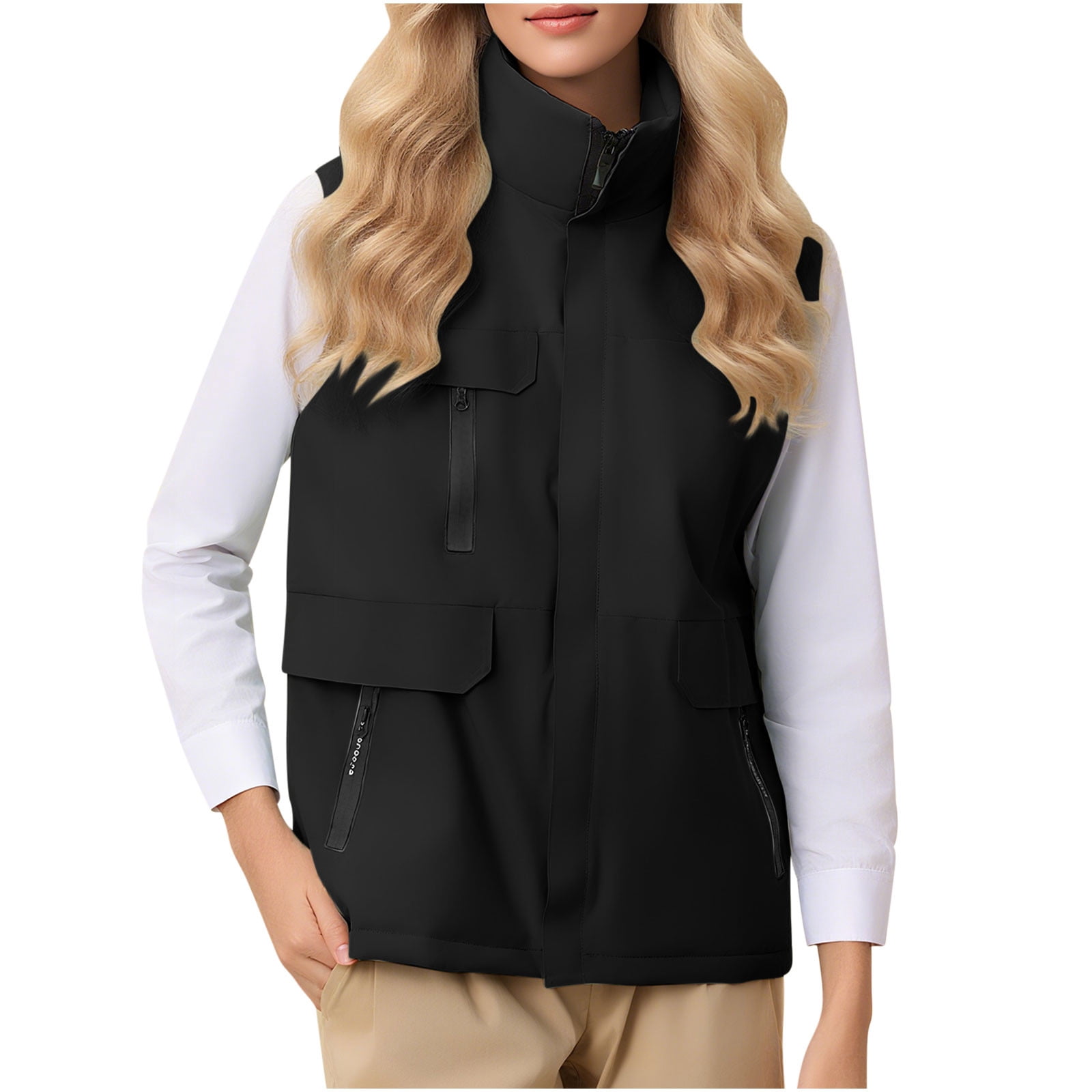 purcolt Women's Lightweight Running Vest Windproof Zip Up Sleeveless Softshell Vest Jacket for Golf Hiking Travel with Multi Pockets