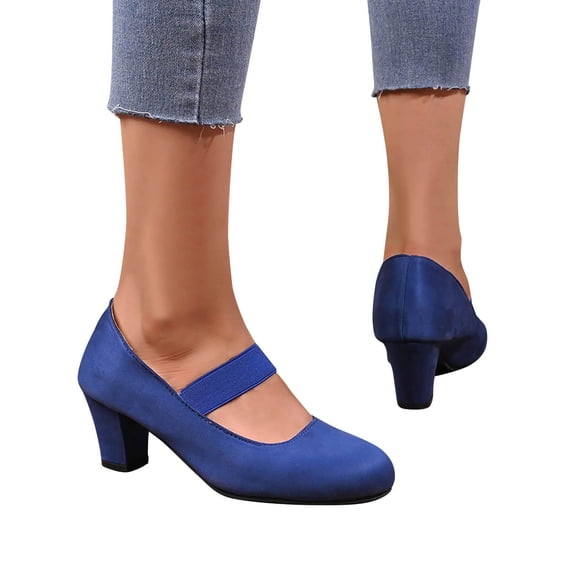 purcolt Women's Mary Jane Chunky Sole Block Low Heels Pointed Toe Ankle Strap Dress Shoes for Work Evening Party Church