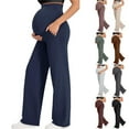thumbnail image 1 of purcolt Women's Maternity Pants High Waist Straight Wide Leg Over The Belly Yoga Pants Stretchy Soft Pregnancy Pants Lounge Trousers with Pockets, 1 of 8