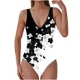 thumbnail image 1 of purcolt Women's One Piece Swimsuit Flower Print Sleeveless Open-Back Bathing Suits Summer Beach Swimwear, 1 of 7
