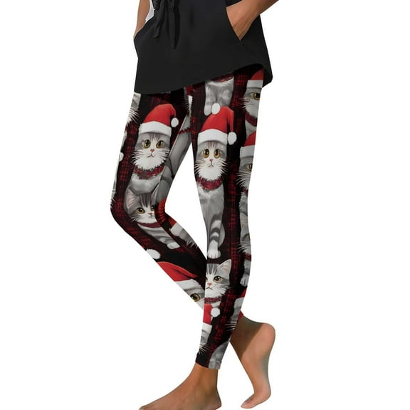 purcolt Women's Plus Size Christmas Leggings Elastic High Waist Snowflake Reindeer Tree Graphic Xmas Printed Holiday Workout Yoga Pants
