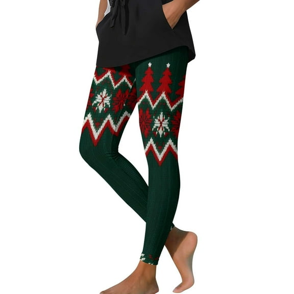 purcolt Women's Plus Size Christmas Leggings Snowflake Funny Xmas Graphic Elastic High Waisted No See Through Cycling Workout Yoga Pants