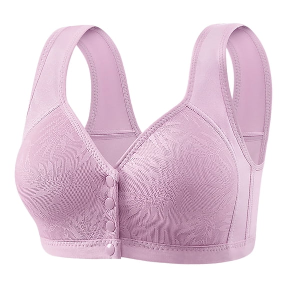 purcolt Women's Plus Size Front Closure Bras No Underwire Padded Wireless Comfort Full Coverage Bra Casual Soft T-Shirt Mastectomy Bras