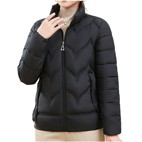 purcolt Women's Plus Size Puffer Jacket Full-Zip Stand Collar Drawstring Jacket Waterproof Warm Winter Outerwear with Pockets