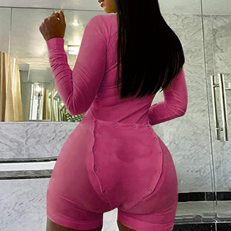 XXL Money Pink Sexy Women's One piece Pajamas Plus Body Suit Romper Lounge  Wear