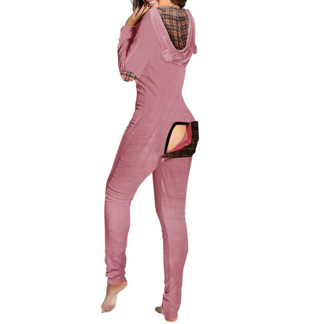 purcolt Women's Plus Size Sexy Onesie Pajamas ButtonDown Butt Back