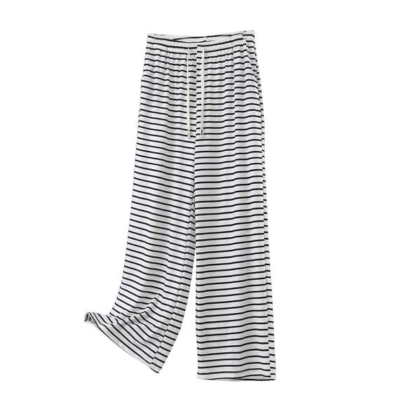 purcolt Women's Plus Size Sweatpants Striped Ribbed Elastic Waist Drawstring Wide Leg Pants Casual Workout Yoga Baggy Sweatpants with Pockets