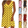 thumbnail image 1 of purcolt Women's Polka Dots V Neck Tank Dress Sleeveless Summer A Line Dresses Casual Beach Vocation Mini Dress, 1 of 5